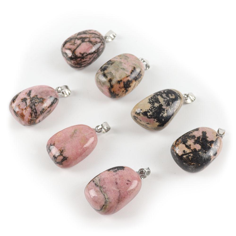 Natural Rhodonite Healing Crystal Polished Stones Irregular Crystal Pendant for Gift Wholesale Crystals USA