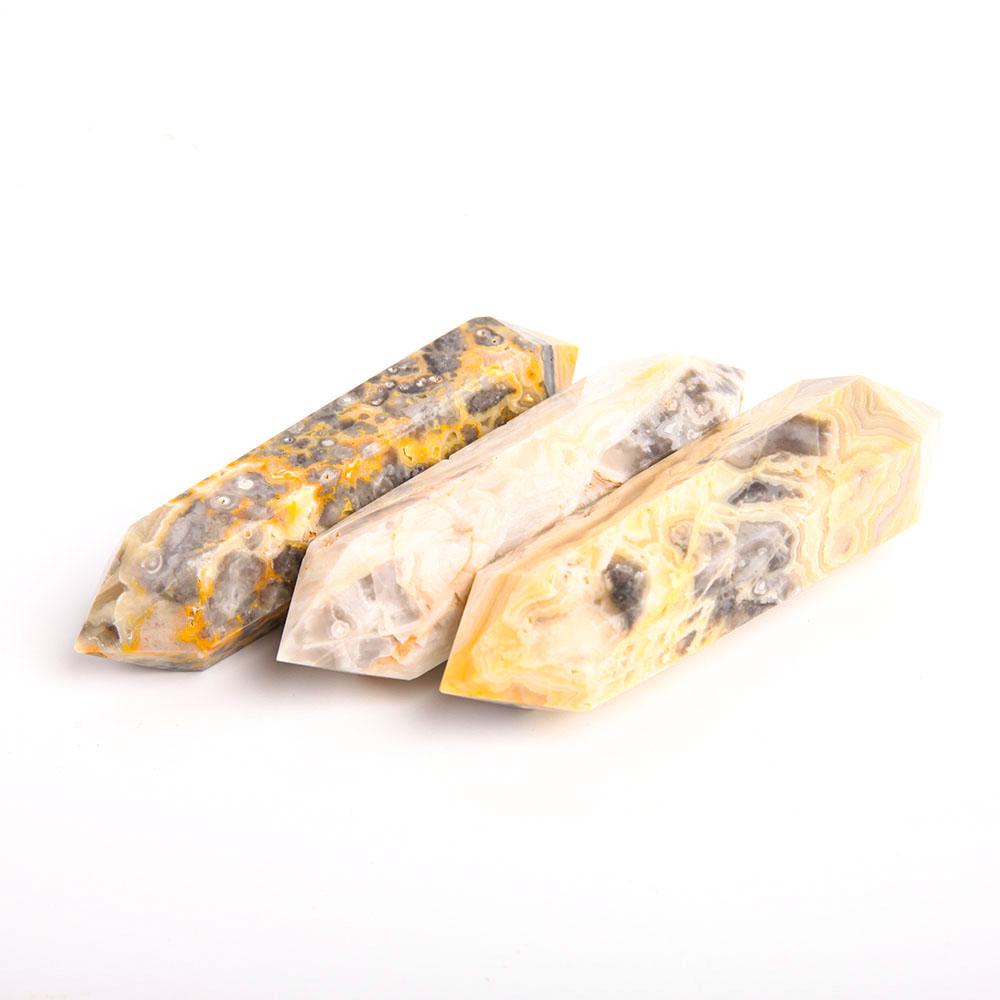 Set of 3 Crazy Agate DT Crystal Point Wholesale Crystals USA