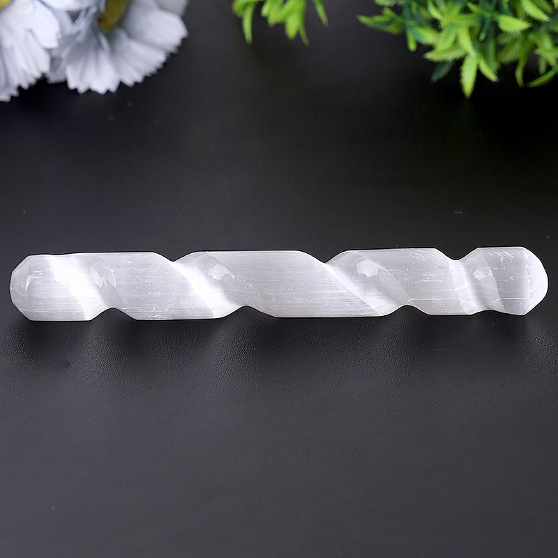 6" Aura Selenite Wand