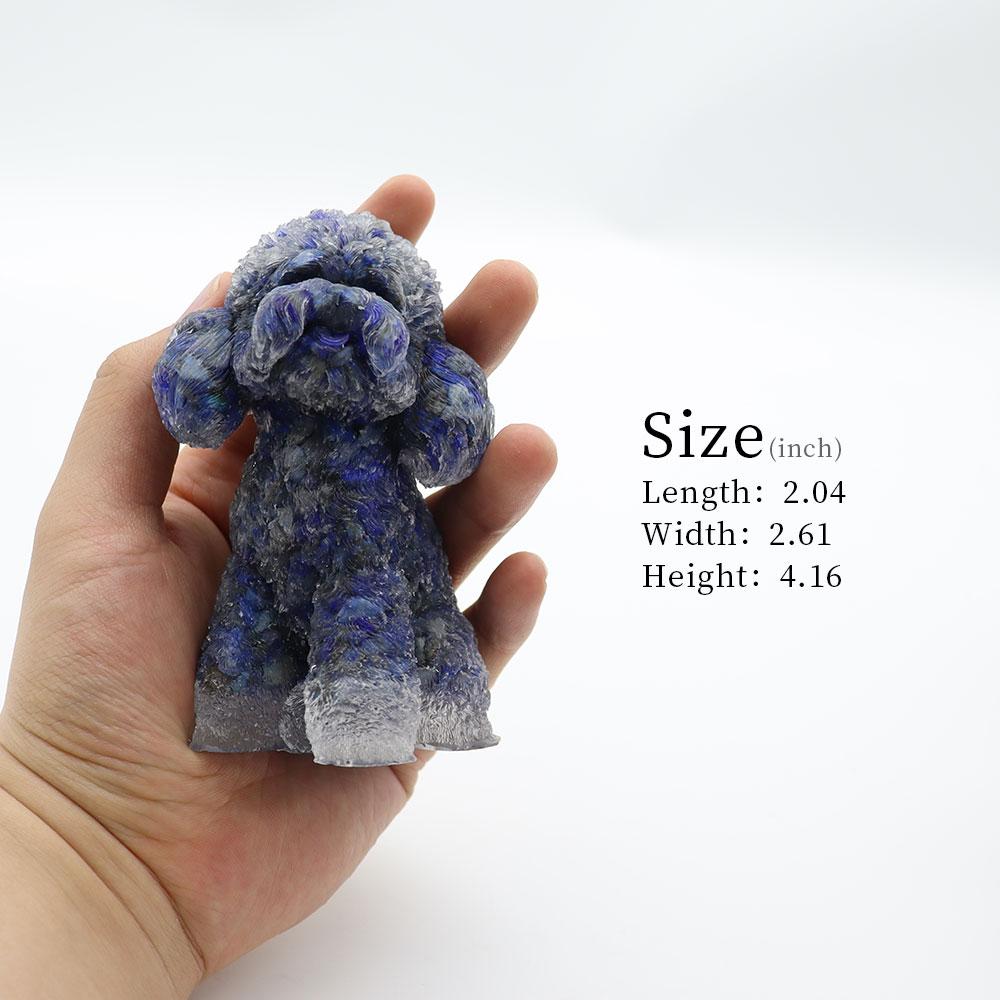 Resin Dog Figurines with Lapis Gravel Toy Poodle