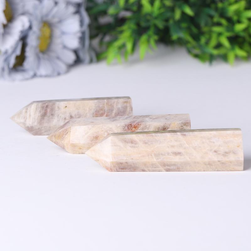 Wholesale Natural Flasing Peach Moonstone Points Wholesale Crystals USA