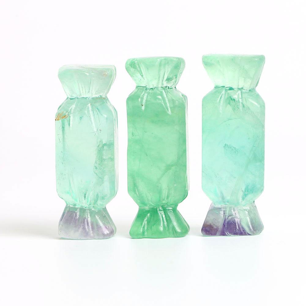 Set of 3 Fluorite Candy Shape Carving Decoration Wholesale Crystals USA