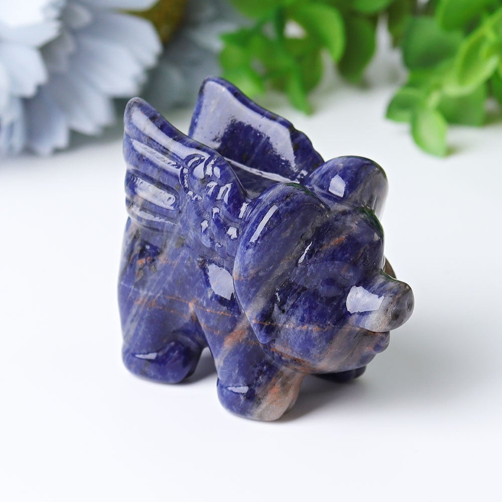2.3" Sodalite Flying Pig Crystal Carvings Wholesale Crystals USA