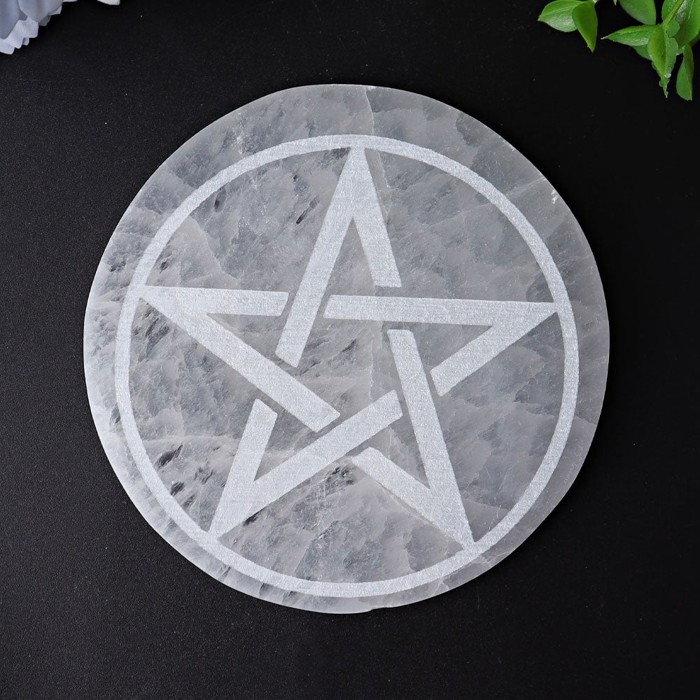 4" Selenite Coaster with Printing Wholesale Crystals USA