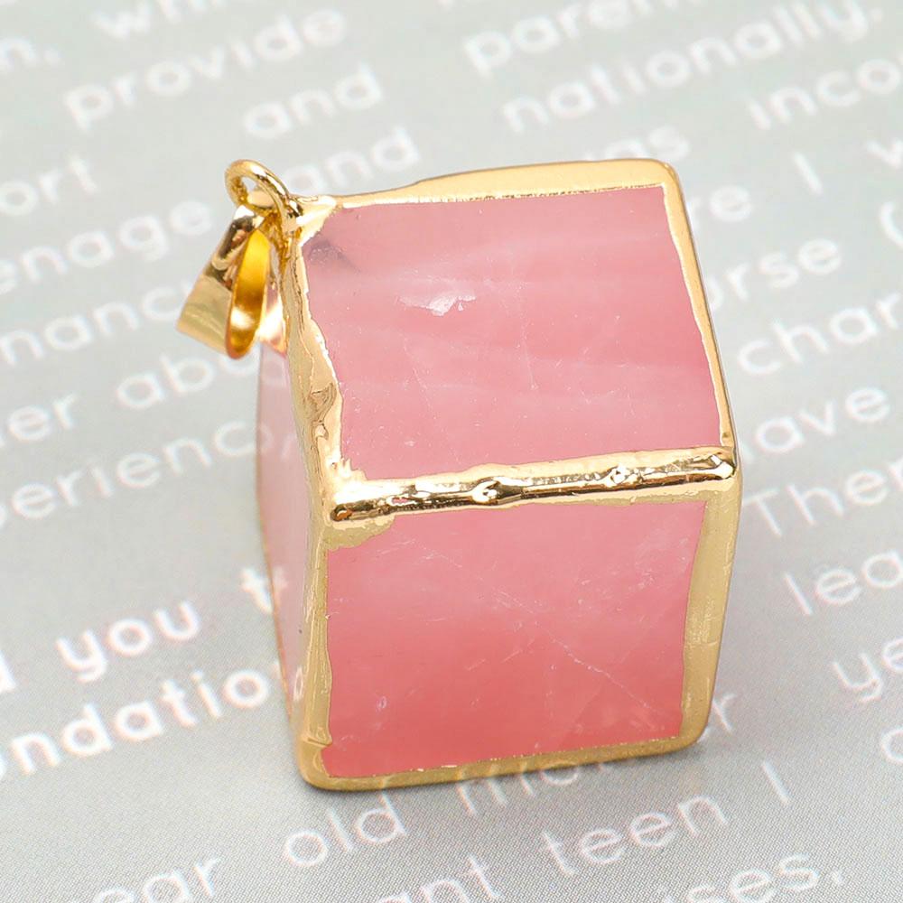 Rose Quartz Cube Pendant Wholesale Crystals USA