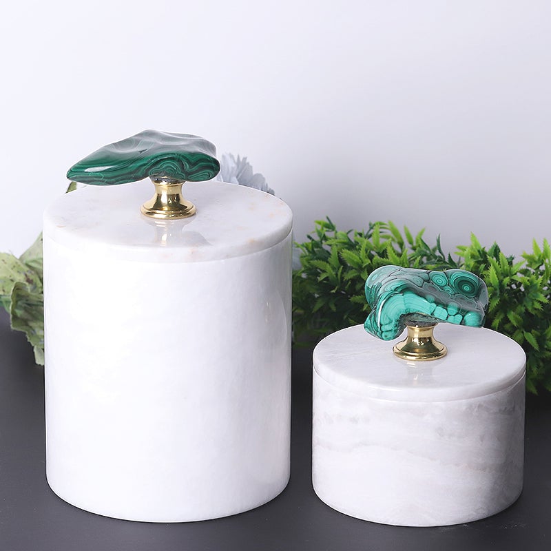 Unique Marble Jar with Cover Malachite Decor