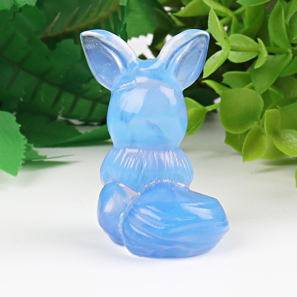 1.95" Blue Opalite Pokemon Evee Crystal Carvings Wholesale Crystals USA