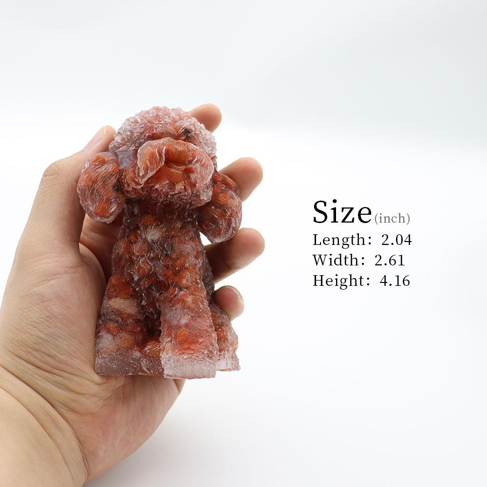 Resin Dog Figurines with Carnelian Gravel Toy Poodle for Kids Gifts