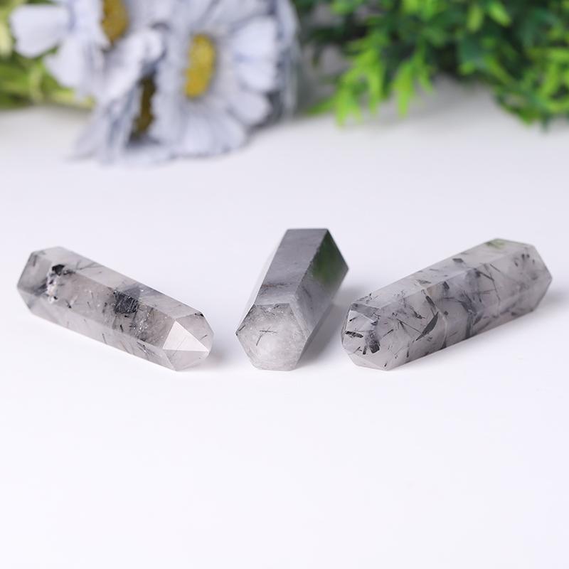 Natural Black Tourmaline in Quartz Points Healing Tower Wholesale Crystals USA