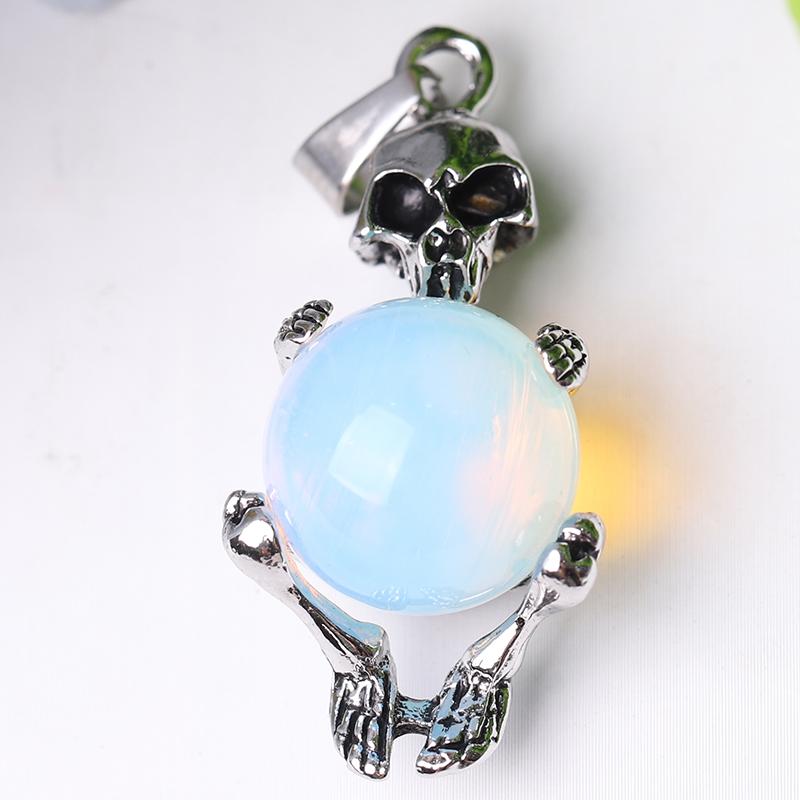 Wholesale Silver Skeleton Wrapped Round Ball Crystal Pendant Wholesale Crystals USA