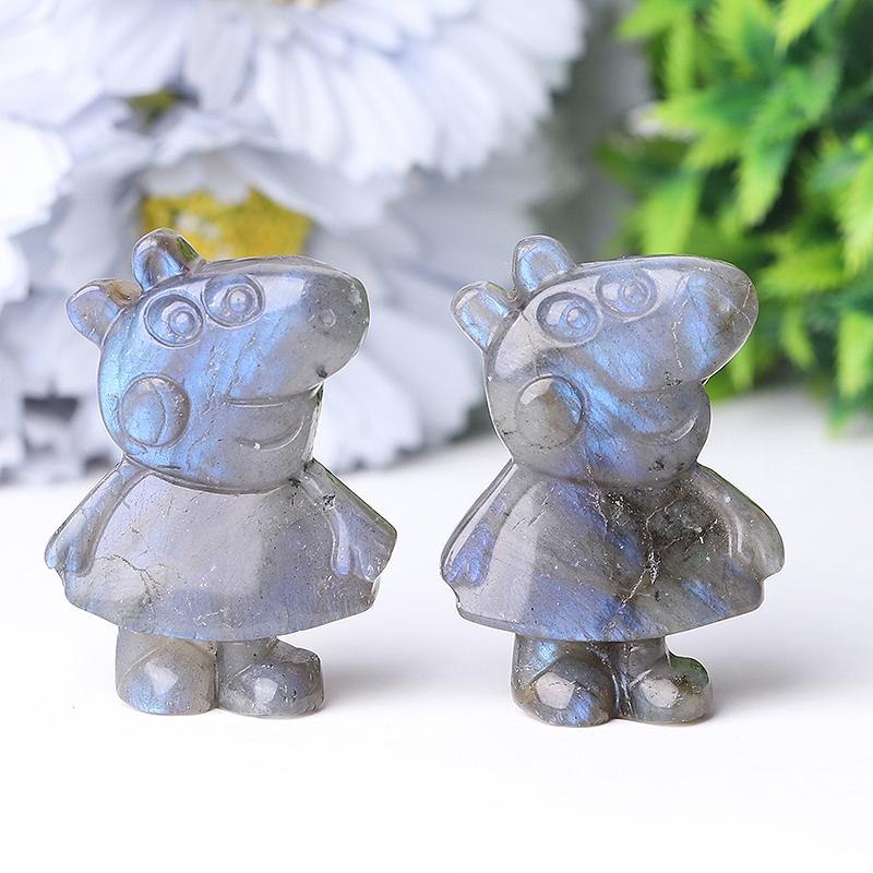 1.8" Peppa Pig Crystal Carvings Wholesale Crystals USA