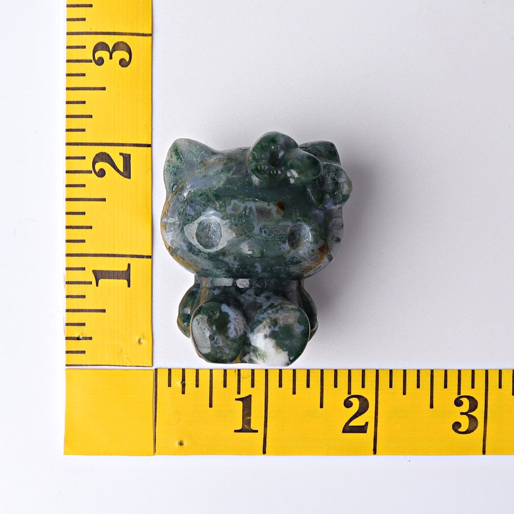 1.9" Moss Agate Hello Kitty Crystal Carvings Wholesale Crystals USA