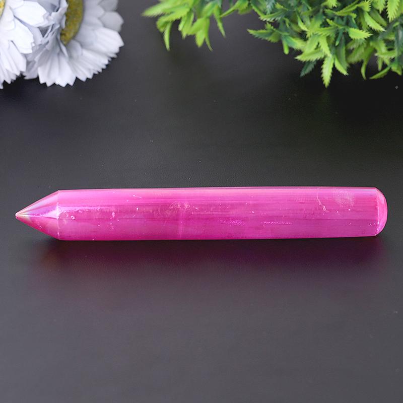 6" Aura Selenite Wand