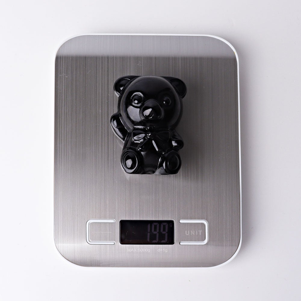 2.7" Black Obsidian Toy Bear Crystal Carvings Wholesale Crystals USA