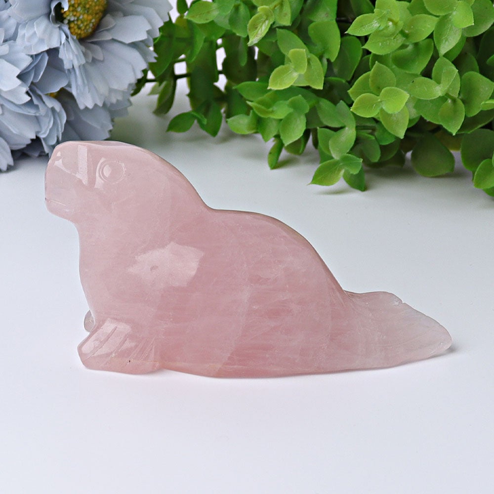 3.8" Rose Quartz Seal Crystal Carvings Wholesale Crystals USA