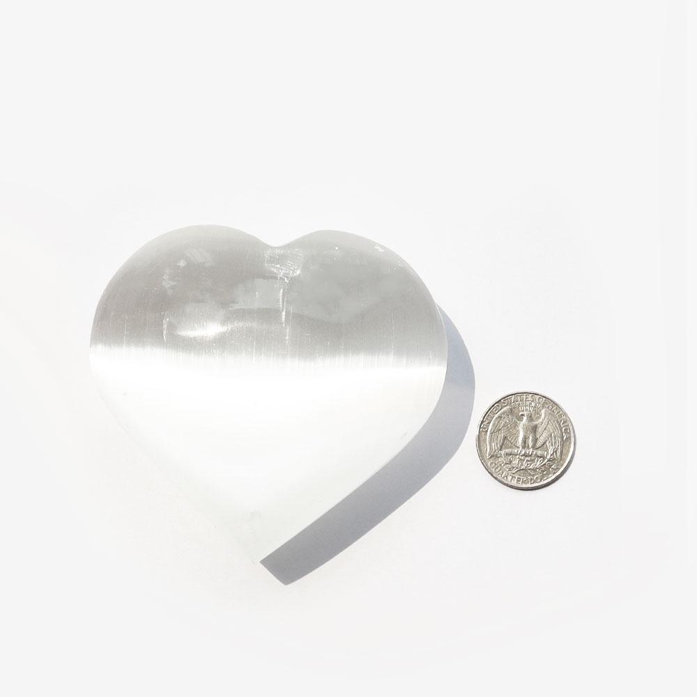 Natural Polished White Selenite Carved Heart Wholesale Crystals USA