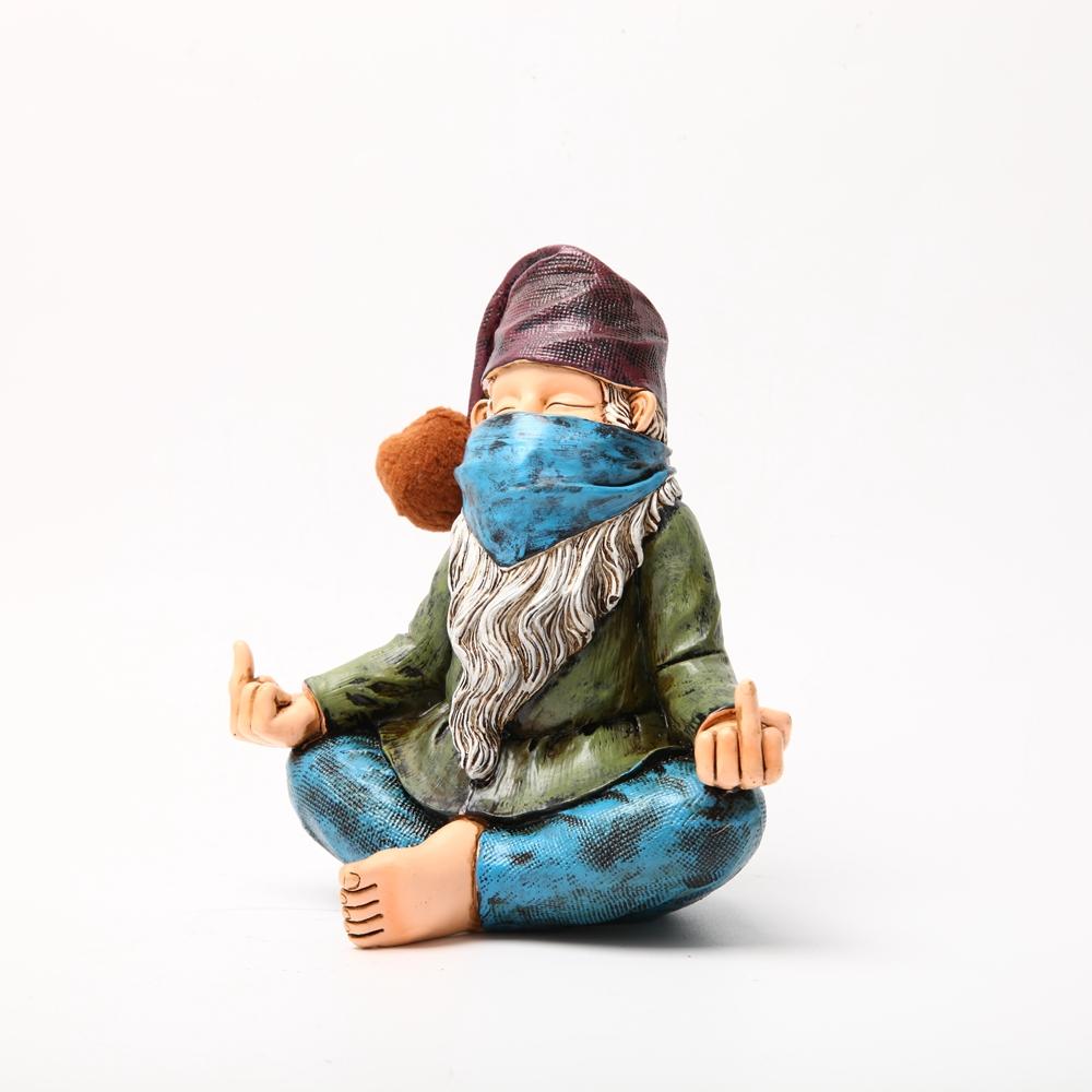 Resin Meditating Old Man Sculpture