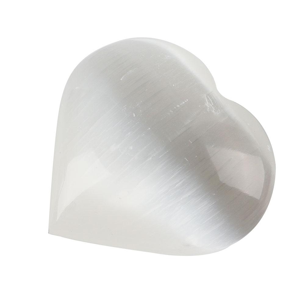 Natural Polished White Selenite Carved Heart Wholesale Crystals USA