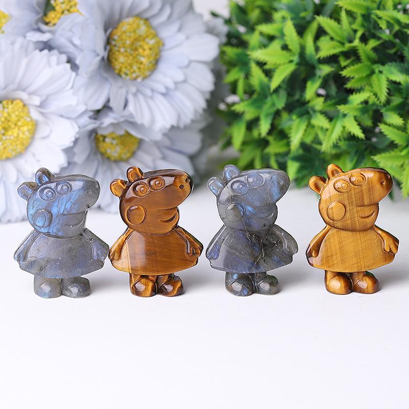 1.8" Peppa Pig Crystal Carvings Wholesale Crystals USA