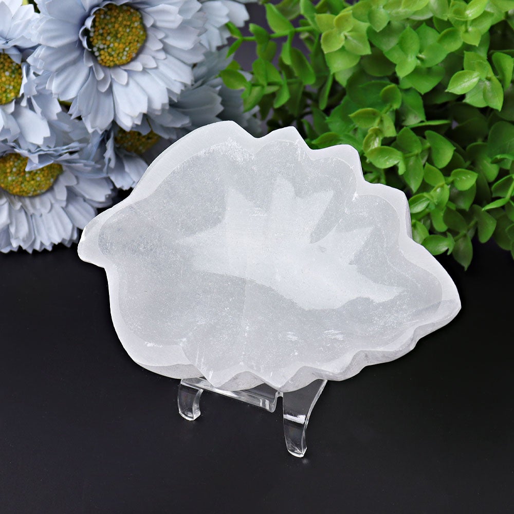 4.8" Selenite Leaf Shape Bowl Crystal Carving Wholesale Crystals USA