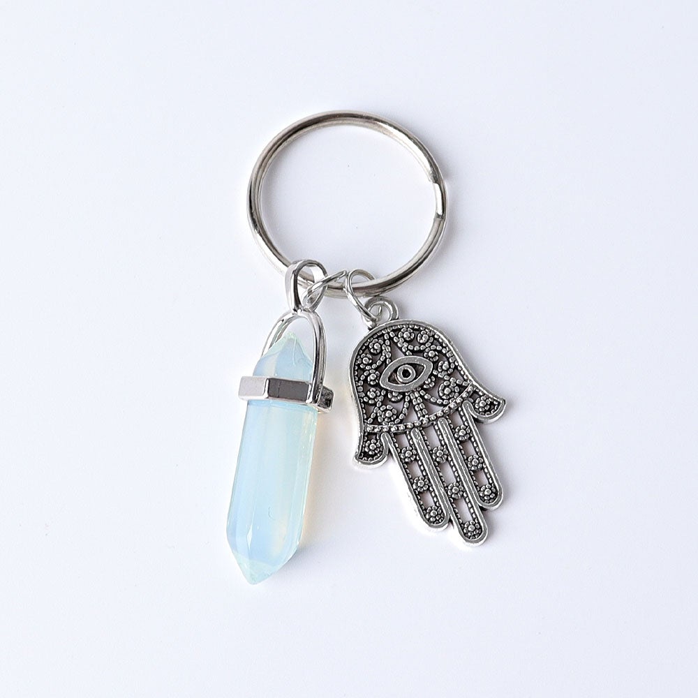 2.5“ Double Terminated Point with Devil's Eye Hand Key Chain for DIY Wholesale Crystals USA