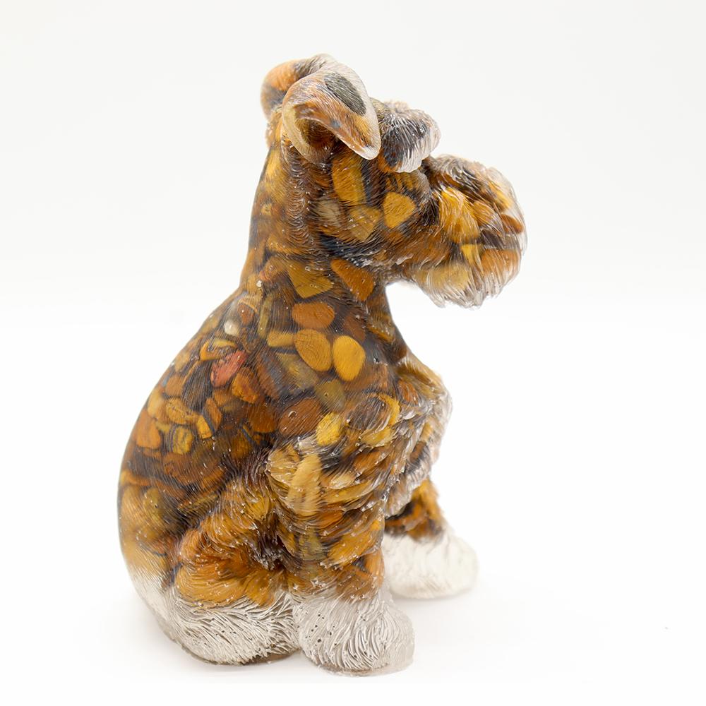 Tiger Eye Crystal Chips Resin Dog Figurines