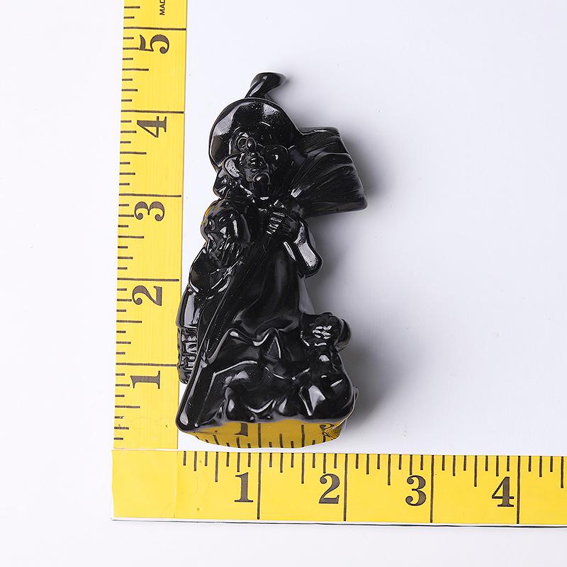 4.5" Black Obsdian Witch Crystal Carvings for Halloween Wholesale Crystals USA