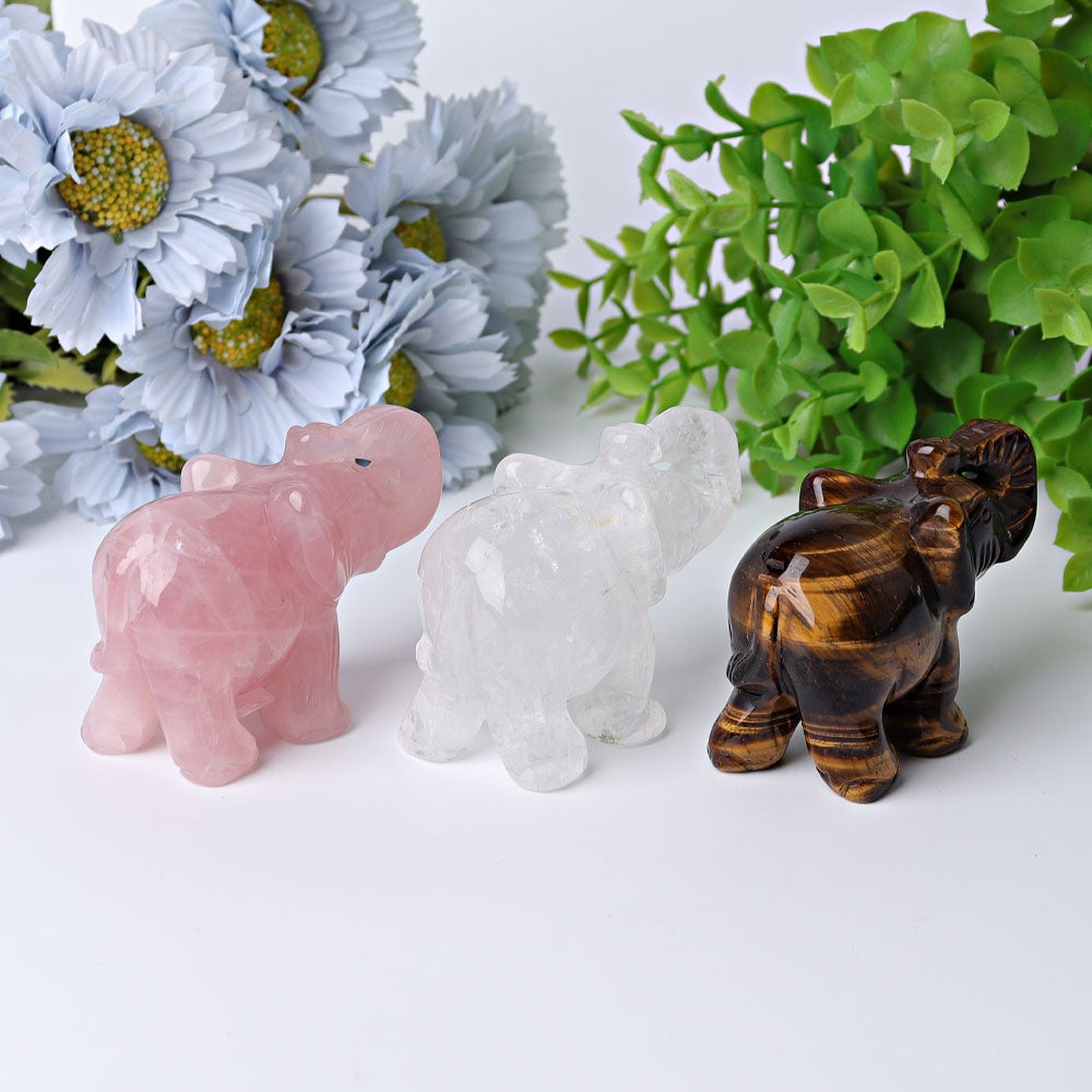 3" Elephant Crystal Carvings Wholesale Crystals USA