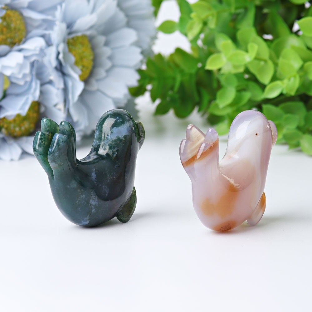 2.2" Druzy Agate Moss Agate Seal Crystal Carvings Wholesale Crystals USA