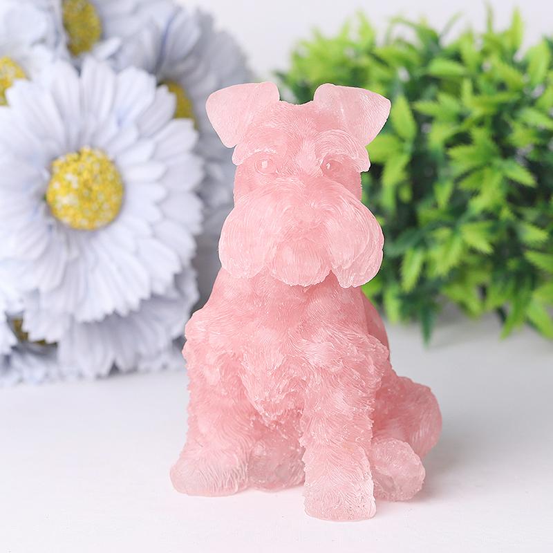 4.2" Crystal Chips Resin Schnauzer Carving for Decoration Wholesale Crystals USA