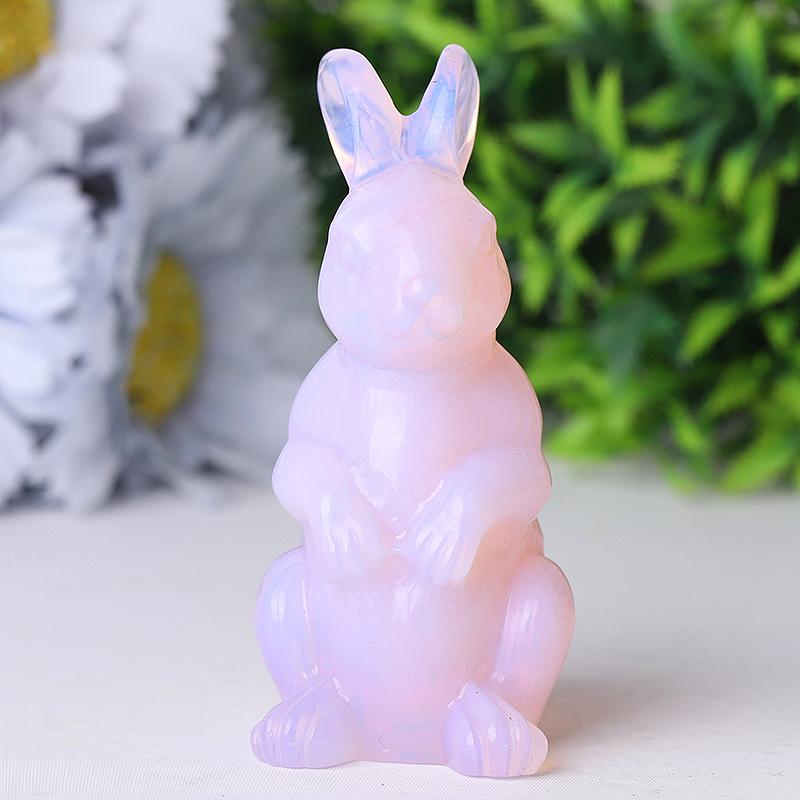 3.3" Pink Opalite Rabbit Crystal Carvings Wholesale Crystals USA