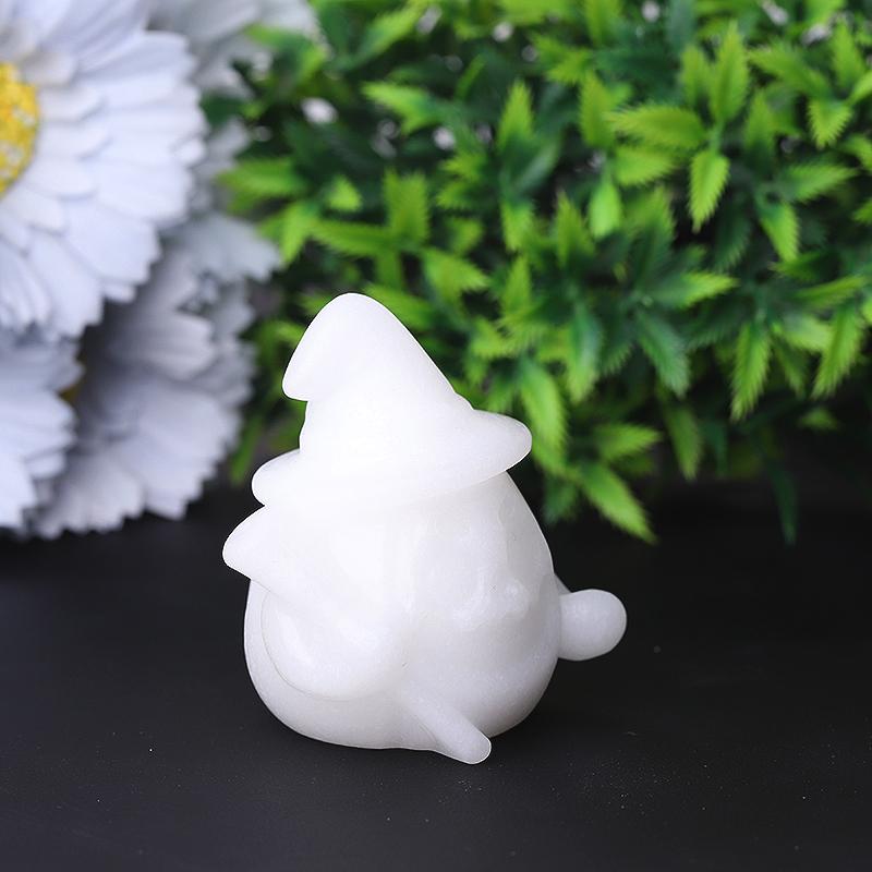 2.2" White Jade Pumpkin Ghost Crystal Carvings for Halloween Wholesale Crystals USA