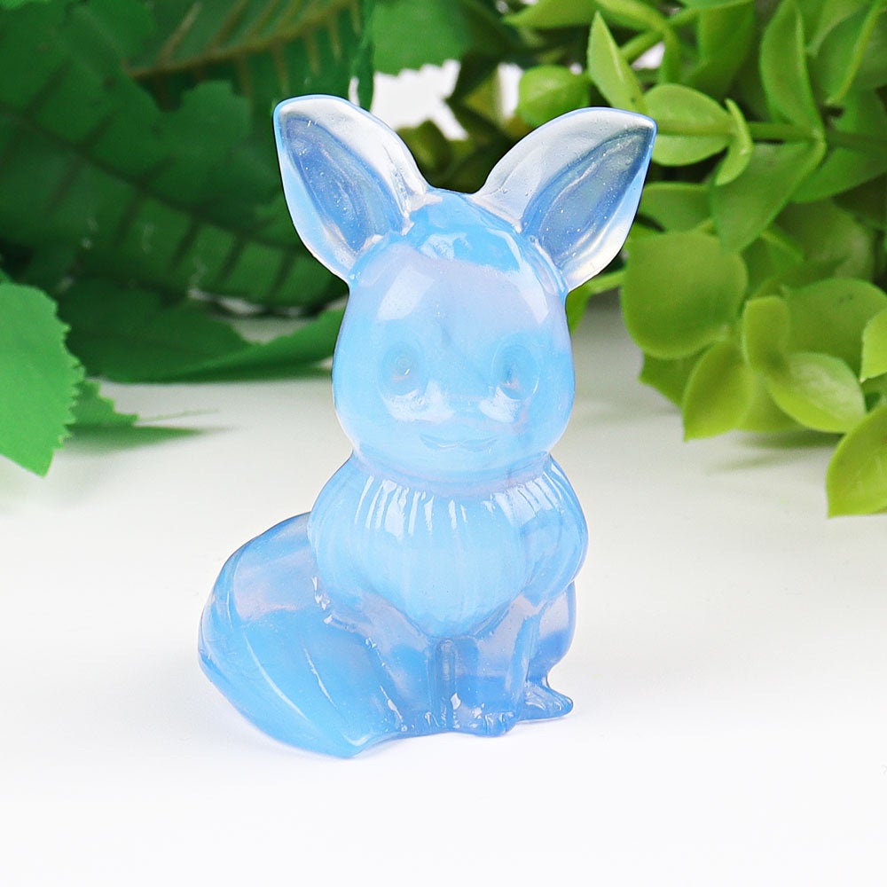 1.95" Blue Opalite Pokemon Evee Crystal Carvings Wholesale Crystals USA