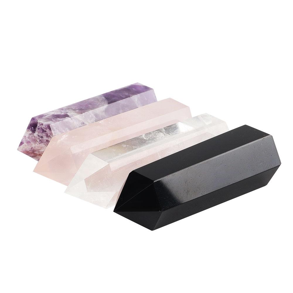 4pcs Amethyst Rose Quartz Rock Quartz Black Obsidian Natural Crystal Points Wands for Healing Wholesale Crystals USA