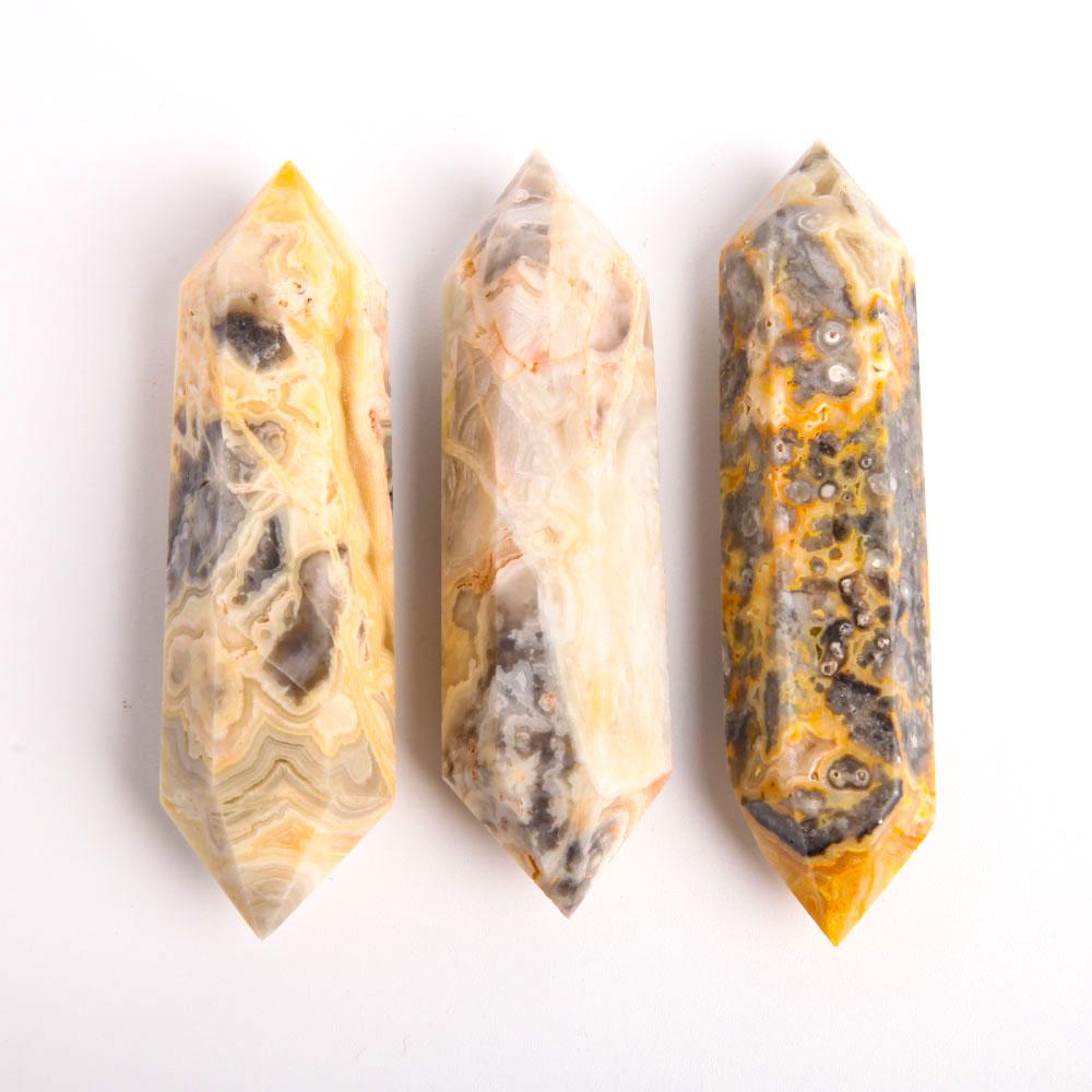 Set of 3 Crazy Agate DT Crystal Point Wholesale Crystals USA