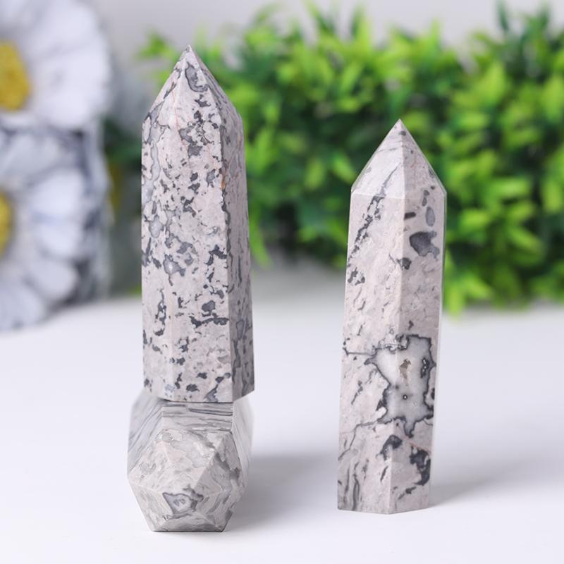 Wholesale Natural Picasso Jasper Point Crystal Tower Healing Stone for Feng Shui Decoration Wholesale Crystals USA