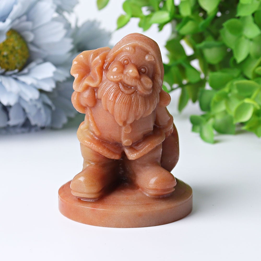 3" Peach Aventurine Santa Claus Crystal Carvings for Christmas Wholesale Crystals USA