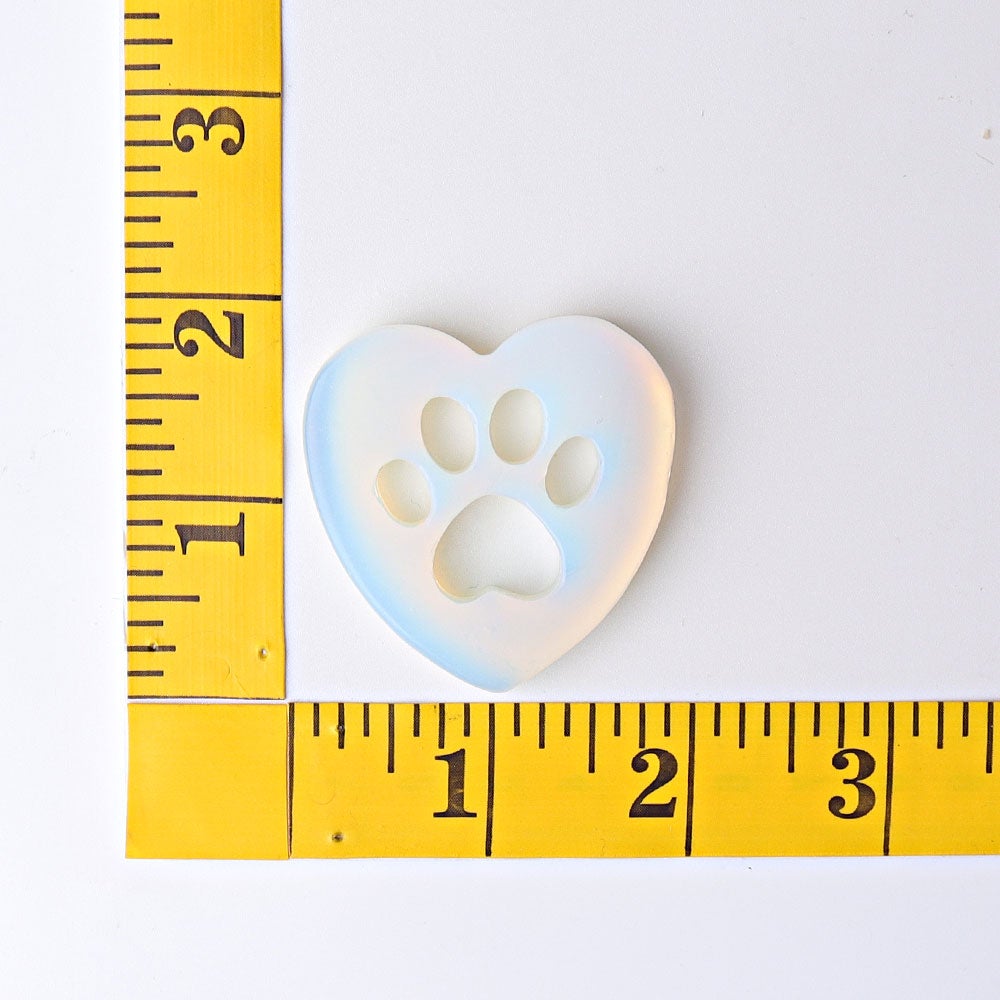 1.9" Opalite Heart with Cat Paw Crystal Carvings Wholesale Crystals USA