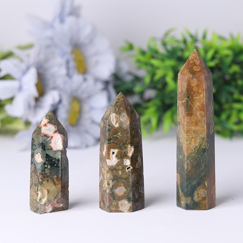 Hotsale Natural Rainforest Jasper Point Healing Crystal Tower Wholesale Crystals USA