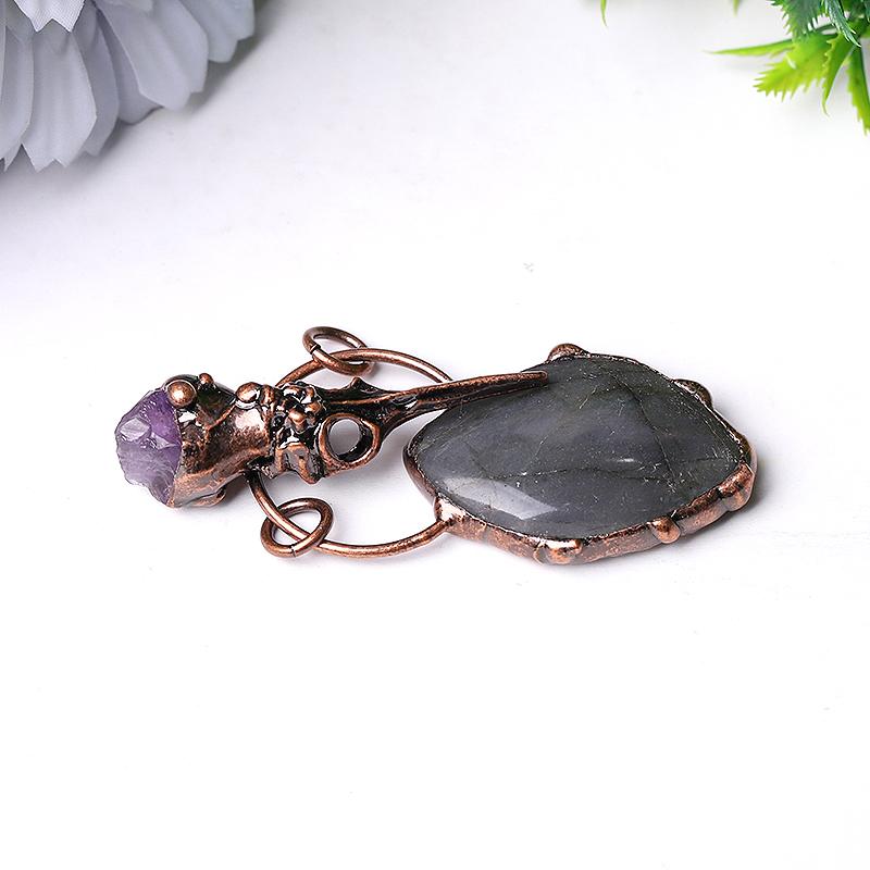 2.5" Labradorite with Amethyst Pendant for Jewelry DIY Wholesale Crystals USA