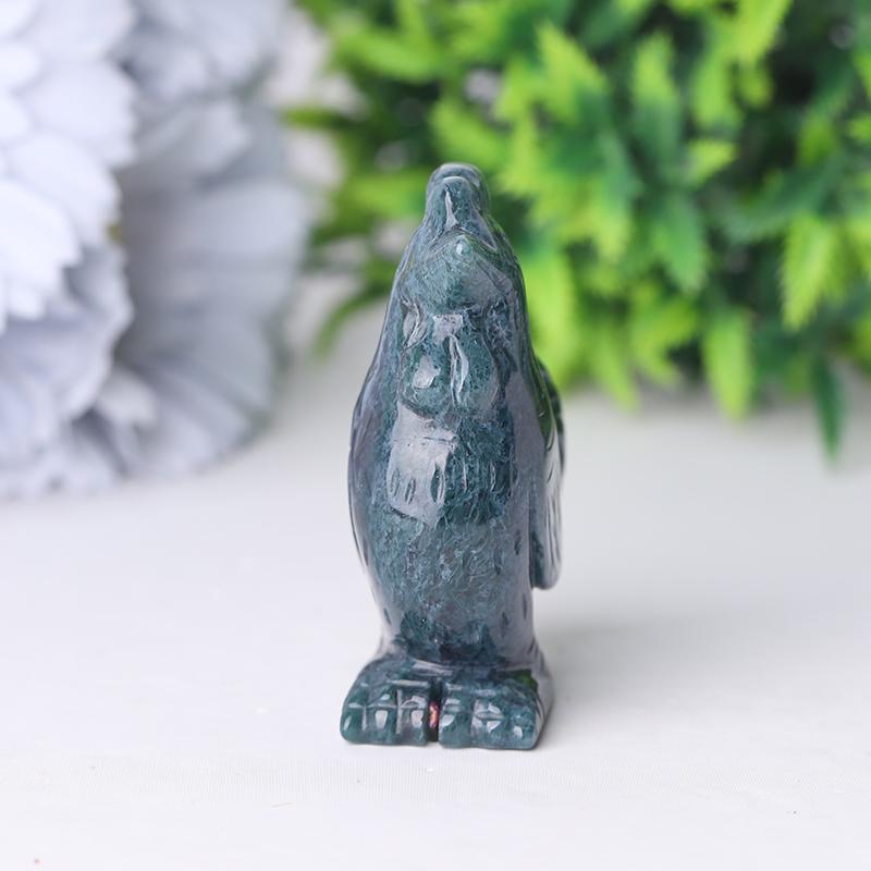 2" Moss Agate Rooster Crystal Carvings Wholesale Crystals USA