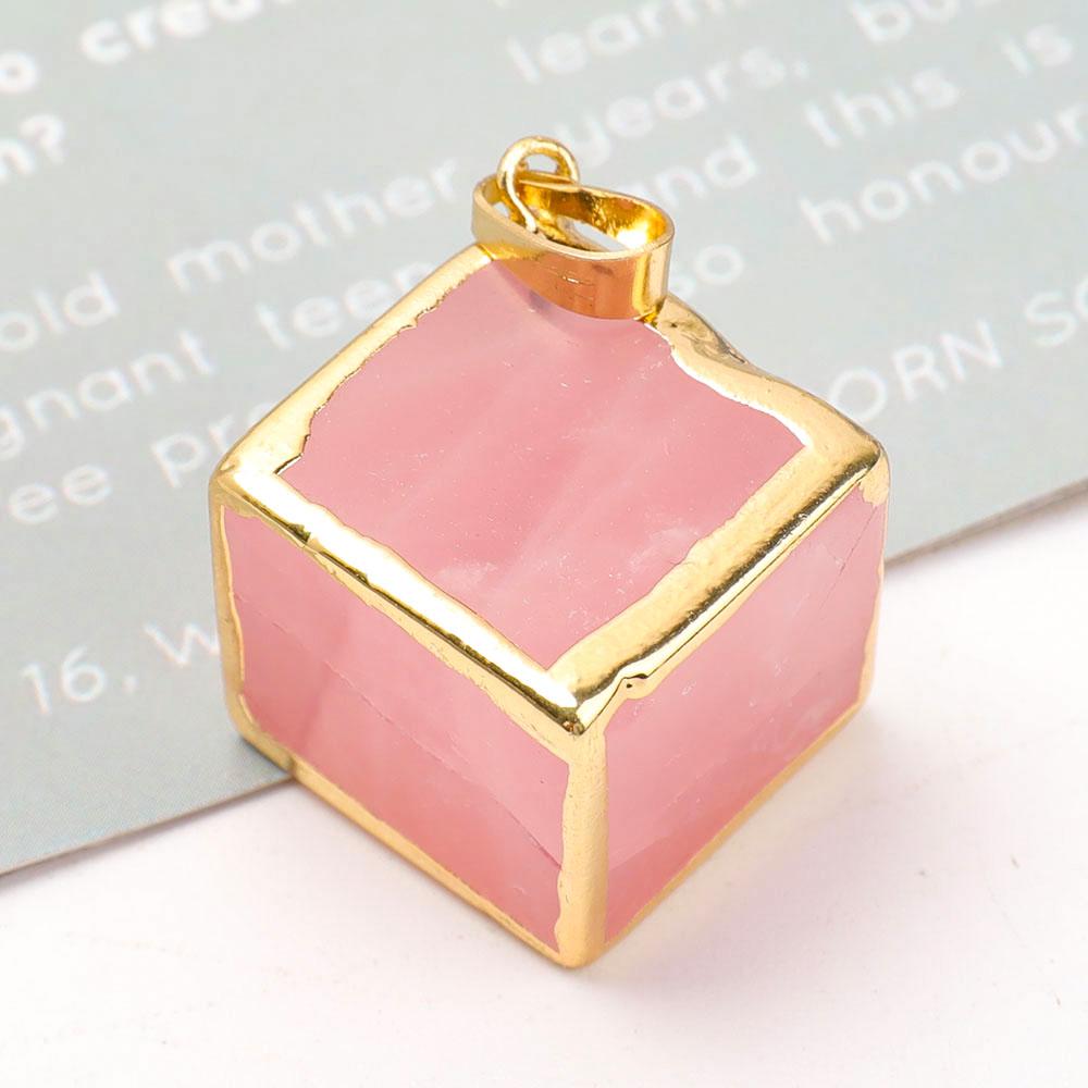 Rose Quartz Cube Pendant Wholesale Crystals USA