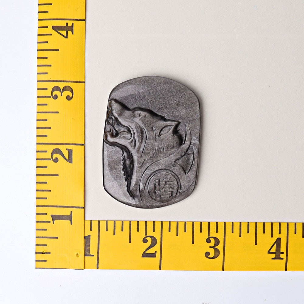 2" Silver Obsidian Wolf Crystal Carving Wholesale Crystals USA