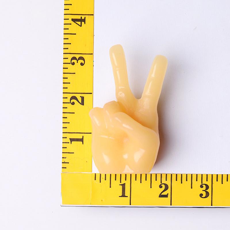 3" Yellow Jade Victory Hand Crystal Carvings Wholesale Crystals USA
