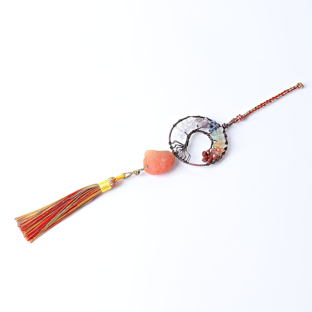 Chakra Life Tree Hanging Ornament with Tassel Wholesale Crystals USA