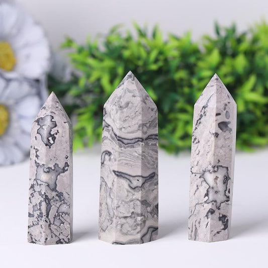 Wholesale Natural Picasso Jasper Point Crystal Tower Healing Stone for Feng Shui Decoration Wholesale Crystals USA