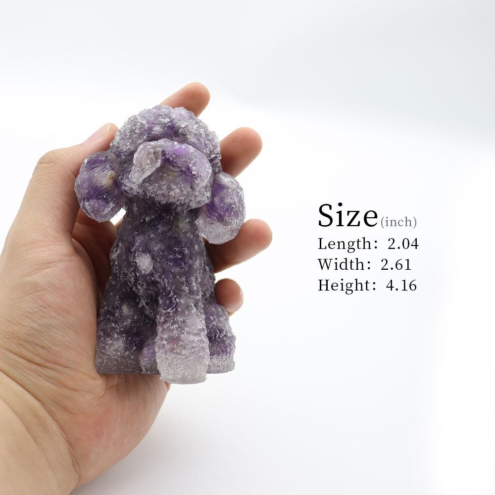 Resin Dog Figurines with Amethsyt Gravel Toy Poodle
