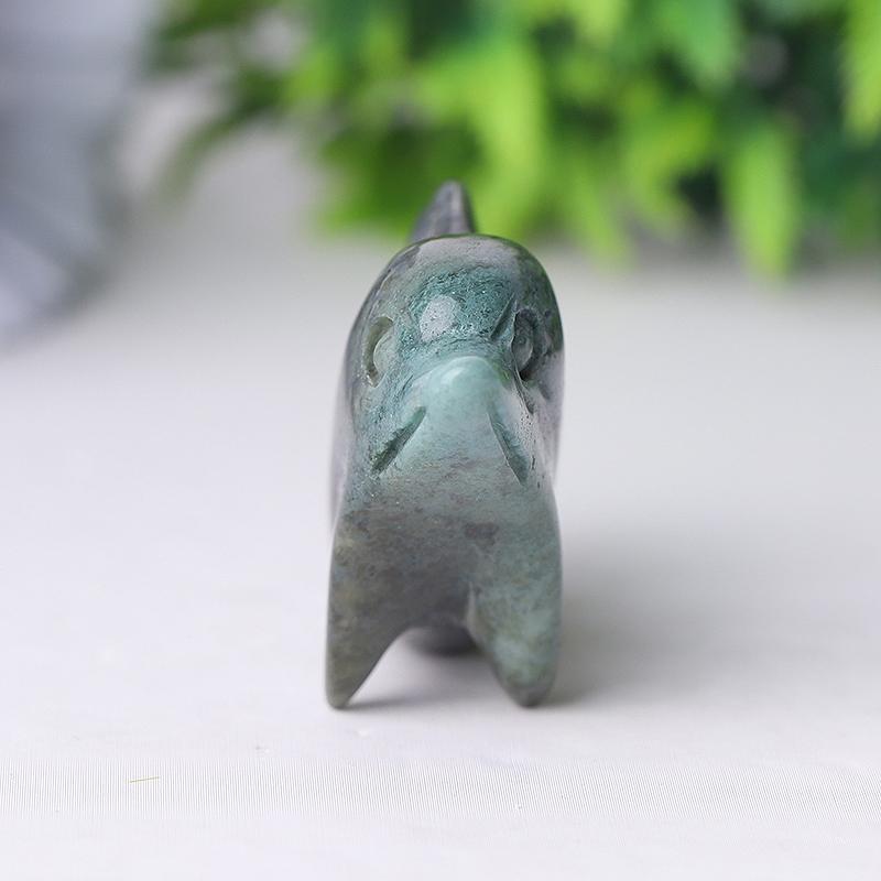 2.5" Moss Agate Dolphin Crystal Carvings Wholesale Crystals USA