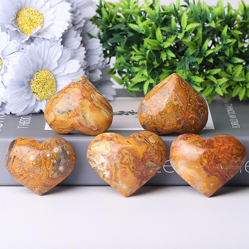 2.0-2.5" Crazy Agate Heart Shape Crystal Carving Wholesale Crystals USA