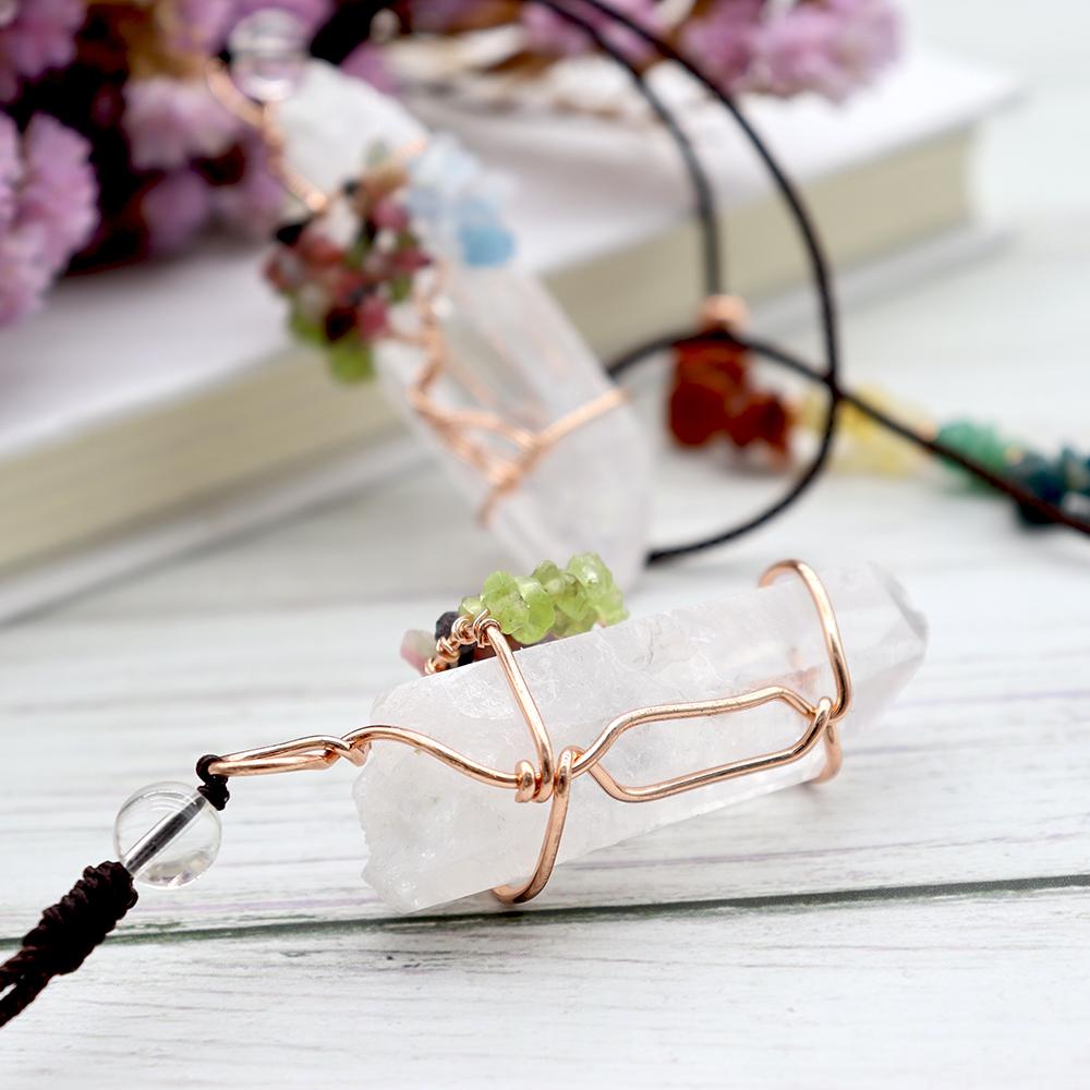Clear Quartz Life Tree Chakra Necklace Wholesale Crystals USA